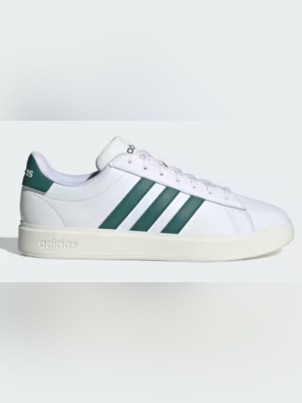 NEW adidas Men’s Grand Court 2.0 White Sneakers with Green Stripes Size 13